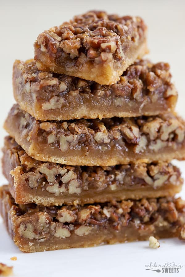 A stack of 5 Maple Pecan Pie Bars stacked