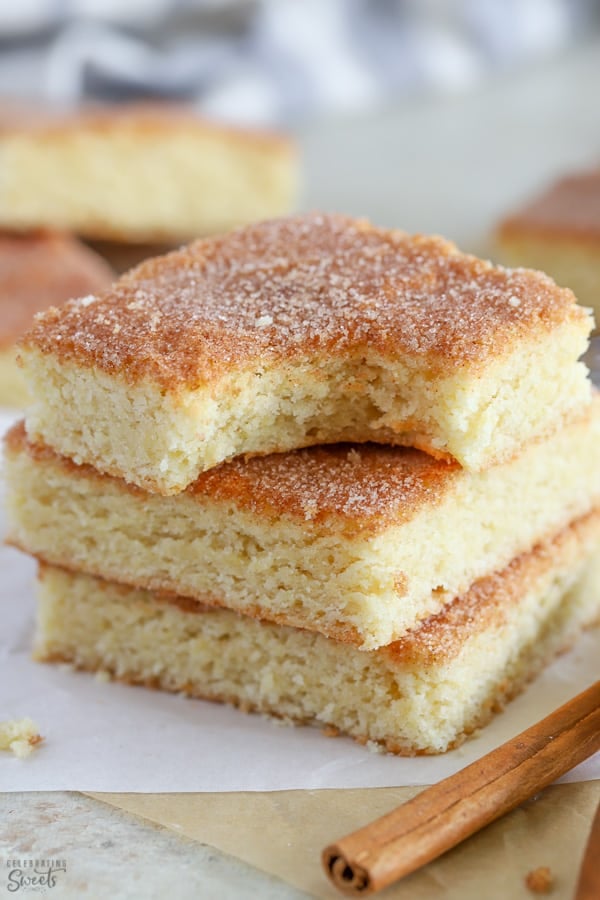 Stack of three snickerdoodle bars.