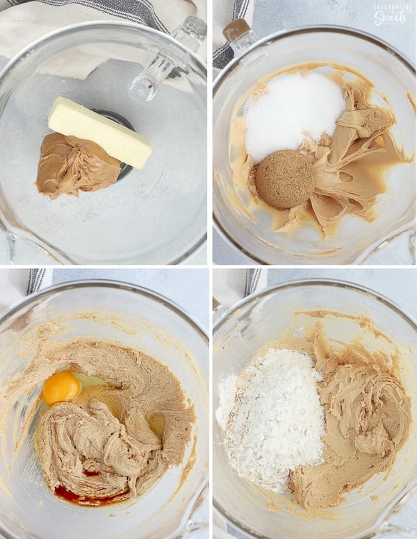 Peanut Butter Oatmeal cookie dough in a glass bowl.