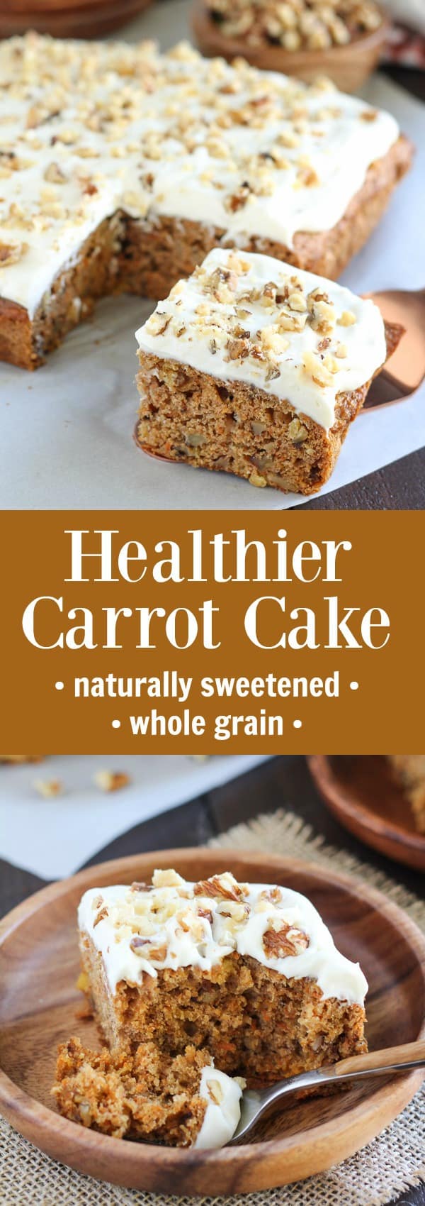 Square slice of carrot cake.