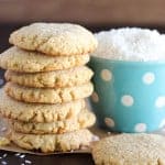 Stack of almond coconut cookies.