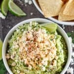 Bowl of guacamole.