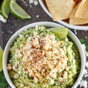 Bowl of guacamole.