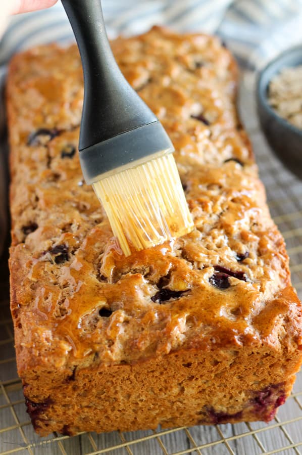 Loaf of blueberry oatmeal bread.