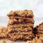 Stack of peanut butter and jelly bars.