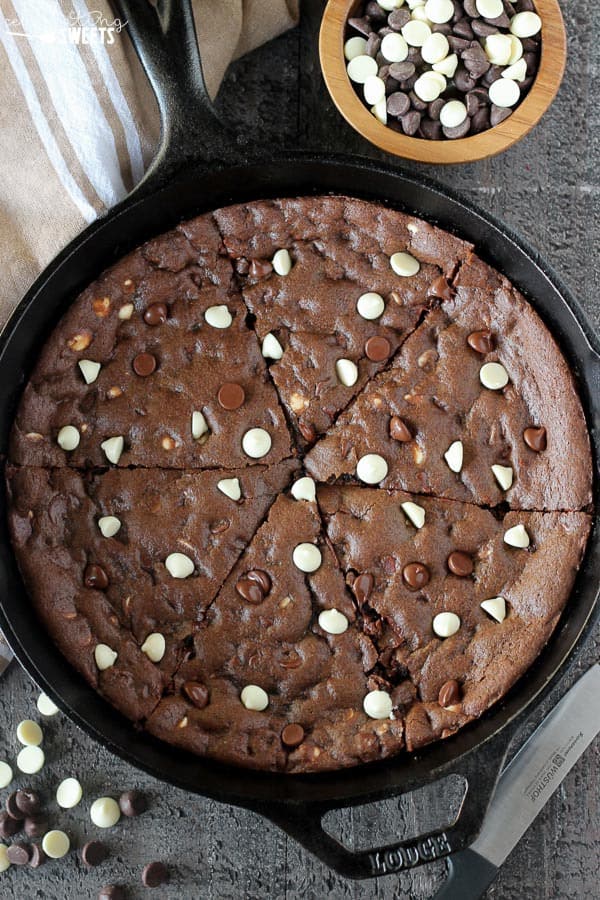 Chocolate skillet cookie.