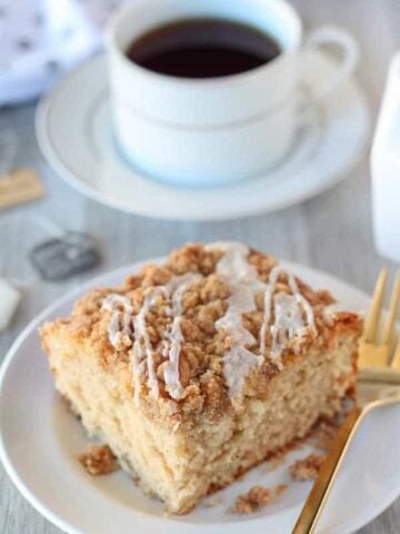 Slice of crumb cake.