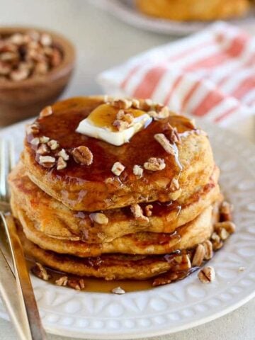 Stack of sweet potato pancakes