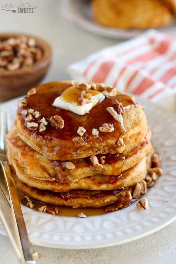 Stack of sweet potato pancakes