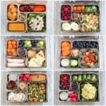 Various packed luchbox foods in a metal tin
