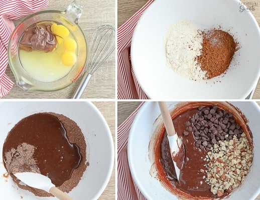 Brownie batter in a bowl.