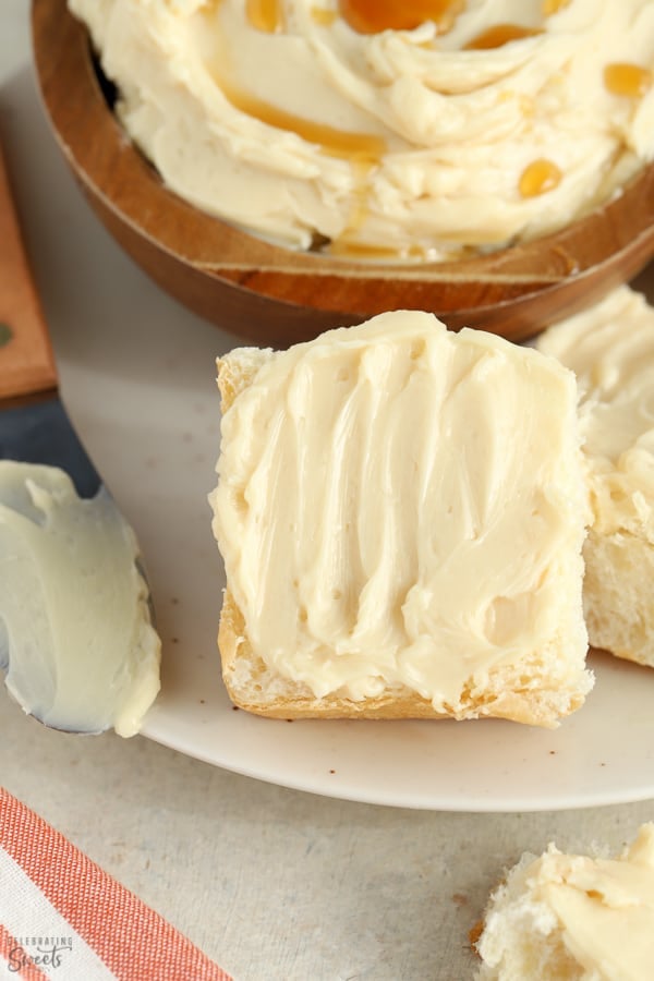 Maple butter spread on a roll.