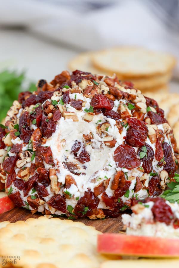 Dried cherry pecan cheese ball.