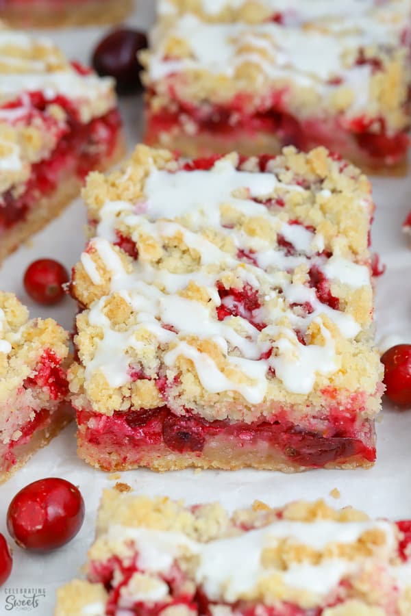 Cranberry Bar on parchment paper.