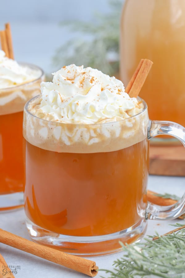 Hot Buttered Rum topped with whipped cream.
