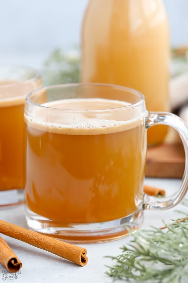 Hot Buttered Rum in a glass mug.