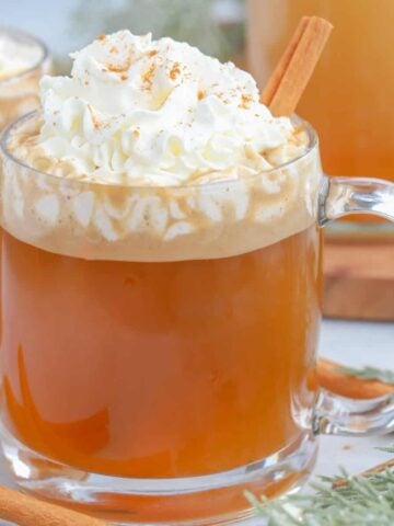 Hot Buttered Rum topped with whipped cream.