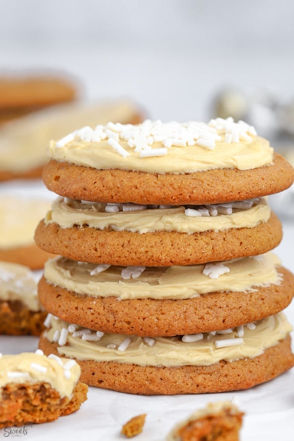 Stack of molasses cookies.