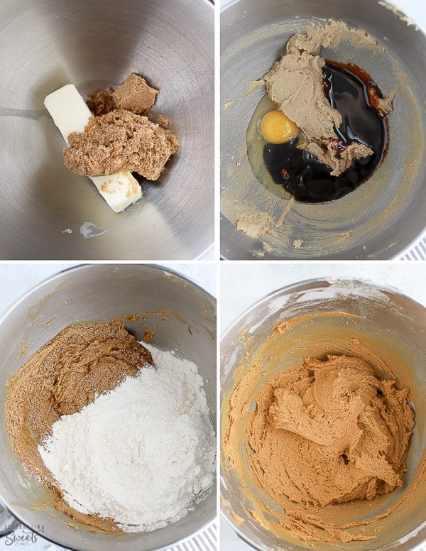 Molasses cookie dough in a grey bowl.