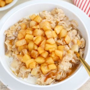 Apple Cinnamon Oatmeal in a white bowl.