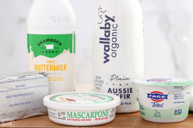Options for sour cream substitutes (yogurt, kefir, buttermilk, cream cheese)
