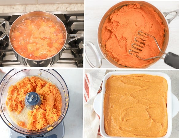 Boiled and mashed sweet potatoes
