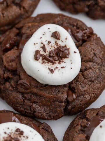 Chocolate cookies topped with a marshmallow