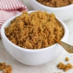 Brown sugar in a white bowl