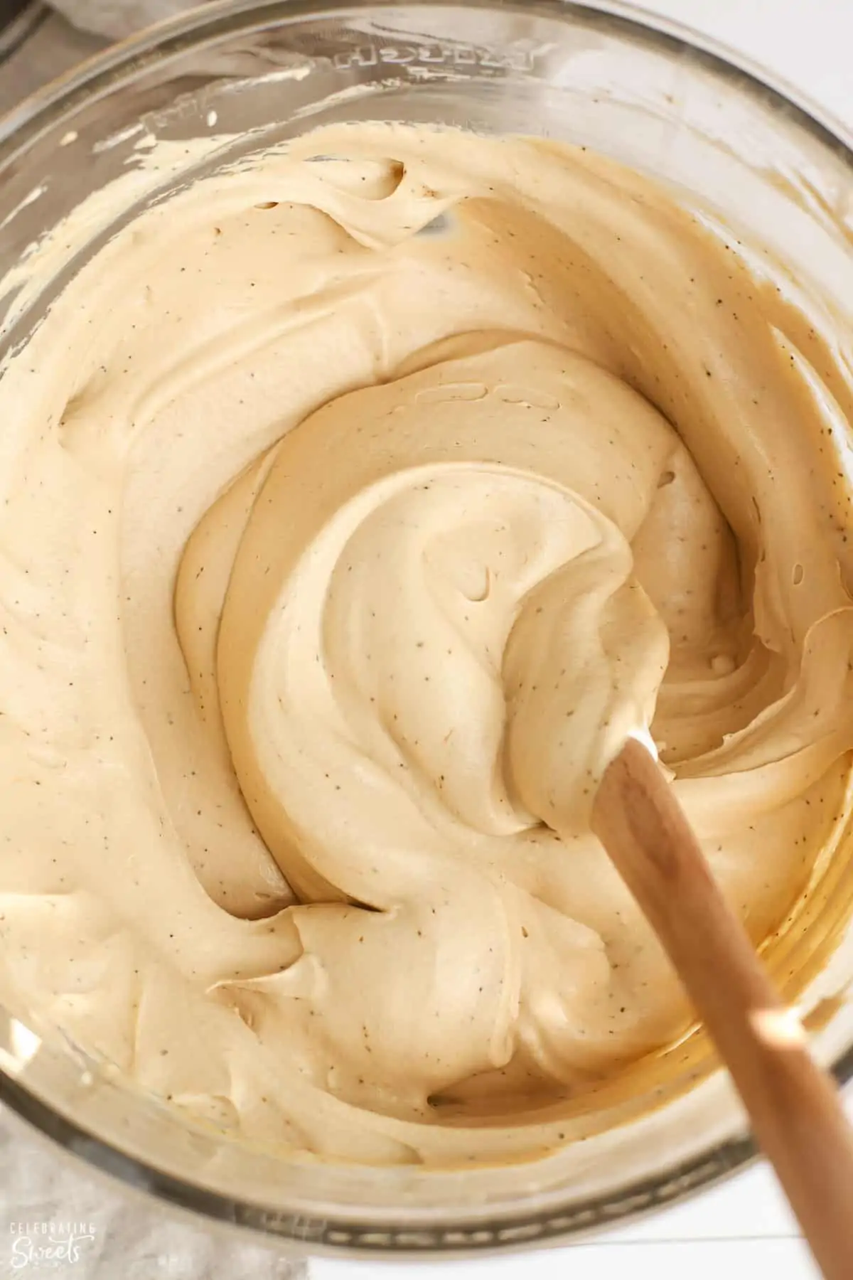 Coffee Ice Cream base in a glass bowl.