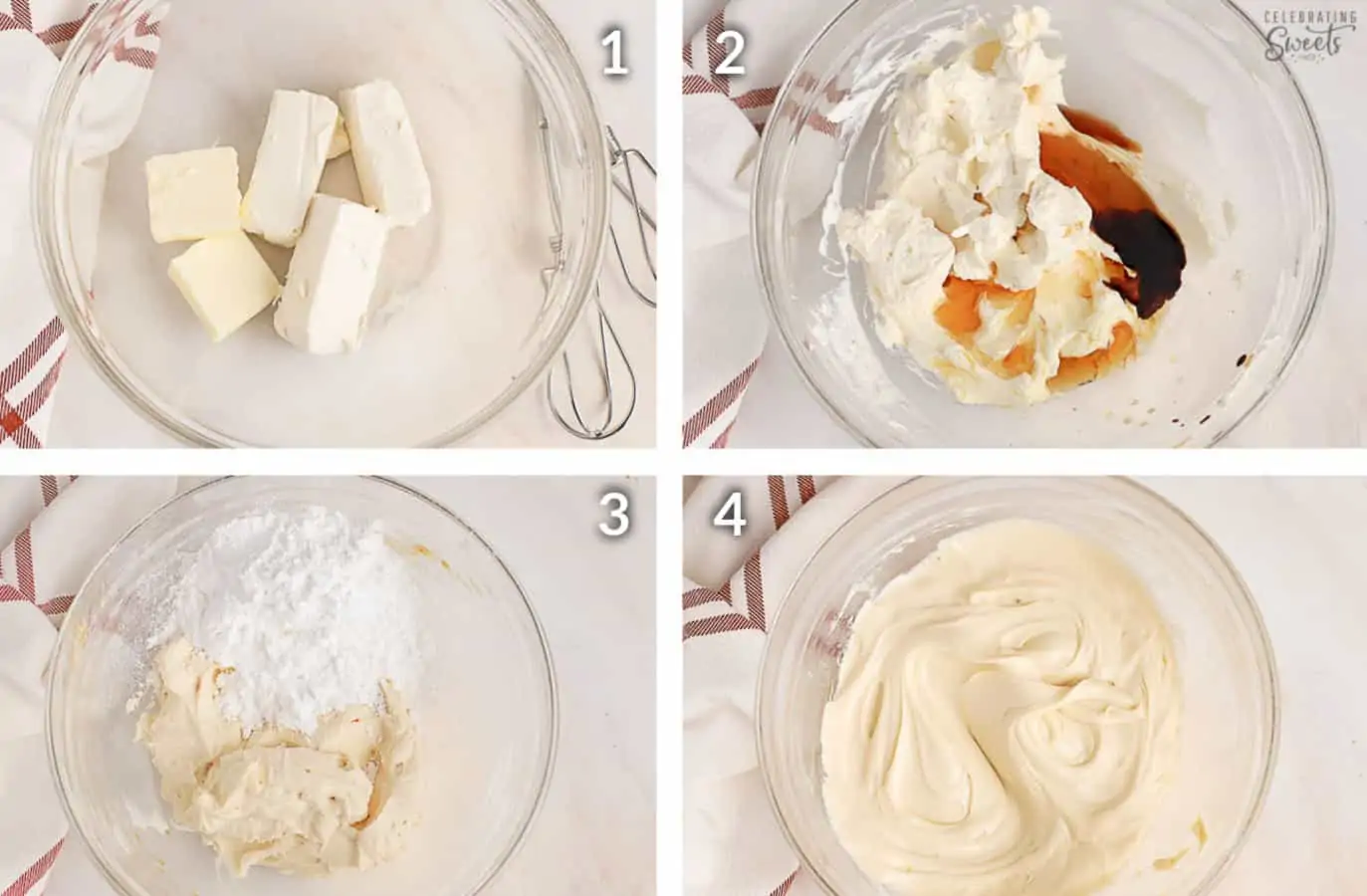 Maple cream cheese frosting in a glass bowl.