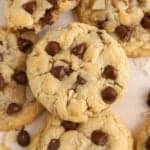 Almond joy cookies on parchment paper.