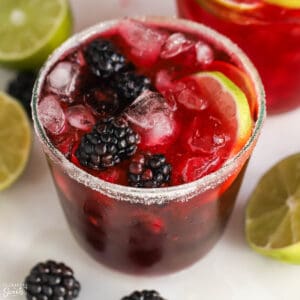 Closeup of a blackberry margarita