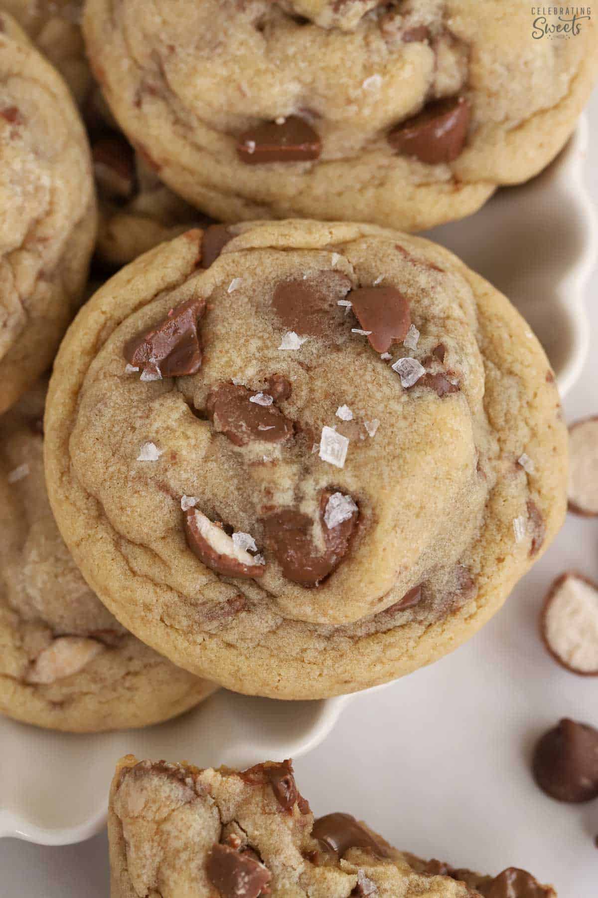 Malted Chocolate Chip Cookie on a plate.