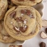 Closeup of chocolate chip cookie.