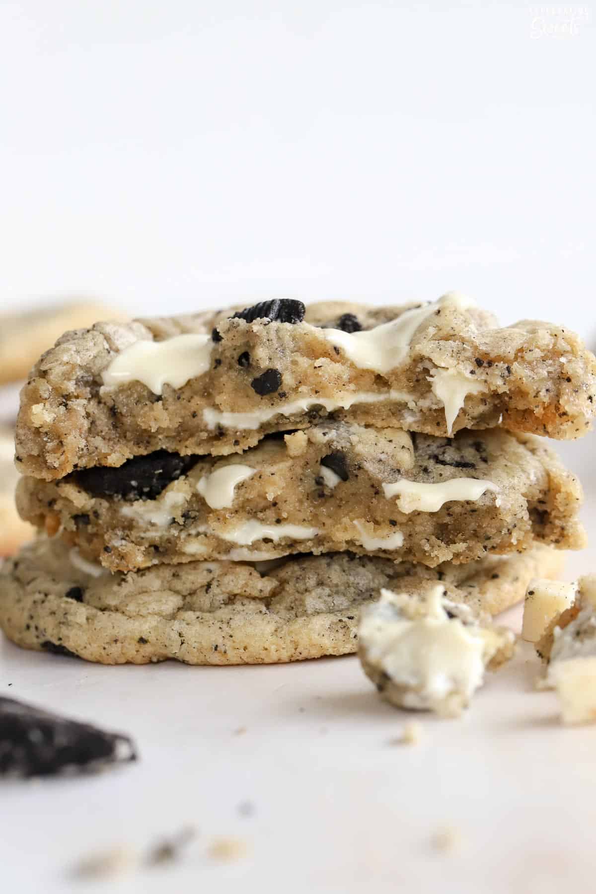 Stack of cookies and cream cookies