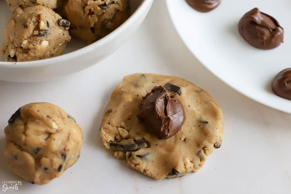 Cookie dough with Nutella in the middle