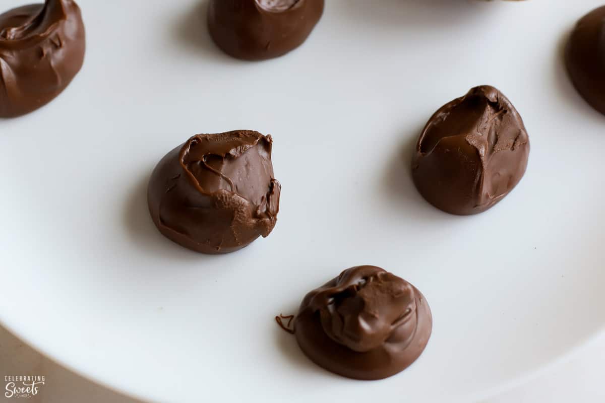 Scoops of Nutella on a white plate