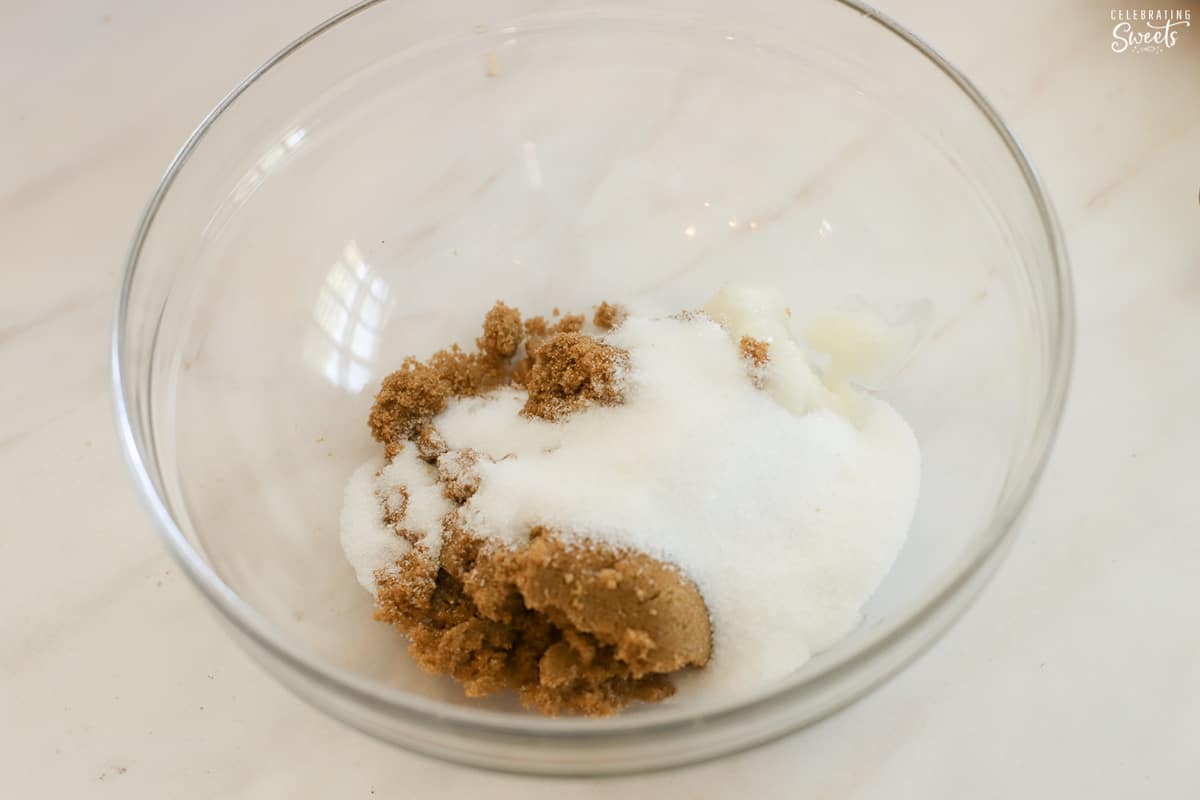 Sugar and coconut oil in a bowl.